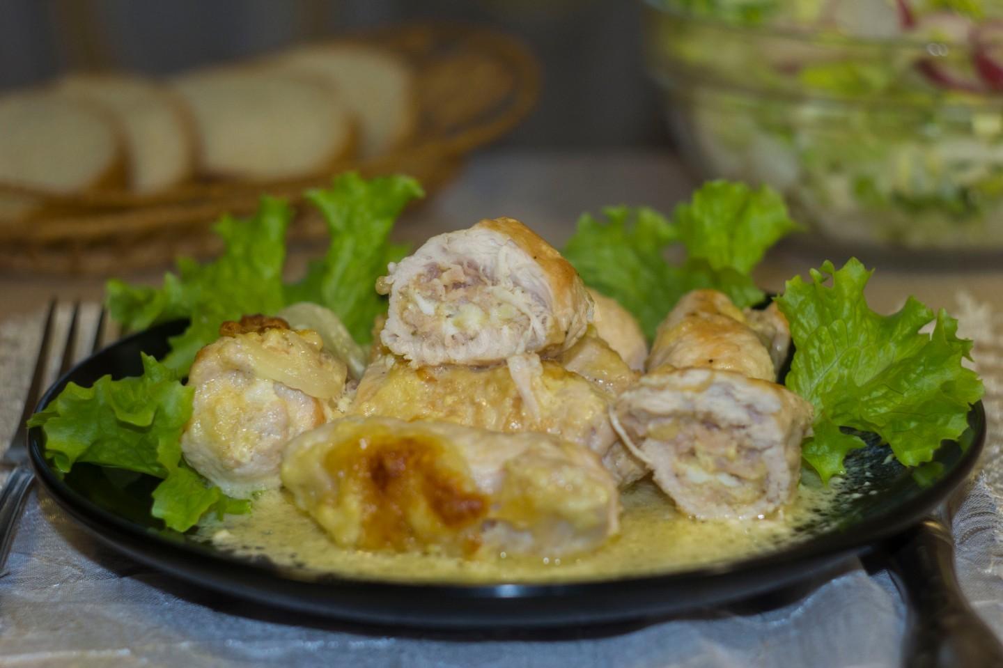 Шаг 22 приготовления Пальчики из куриного филе с начинкой