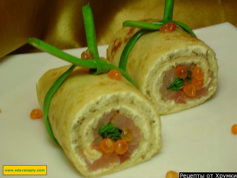 Шаг 11 приготовления Рулетики из блинов с начинкой