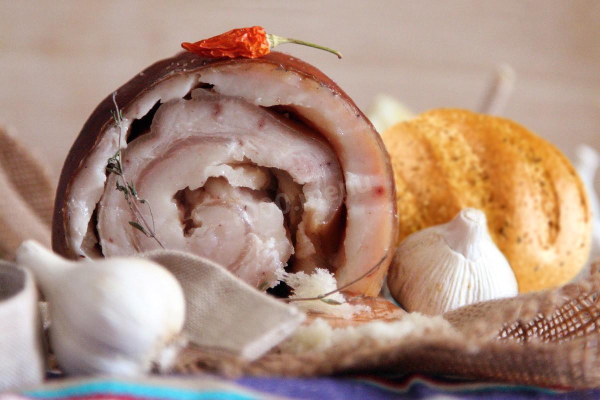Обложка рецепта Рулет из шкурки сала