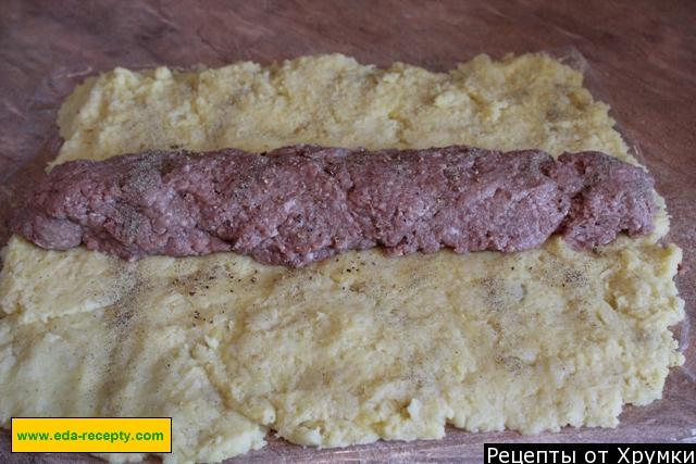 Шаг 9 приготовления Картофельный рулет с фаршем в духовке