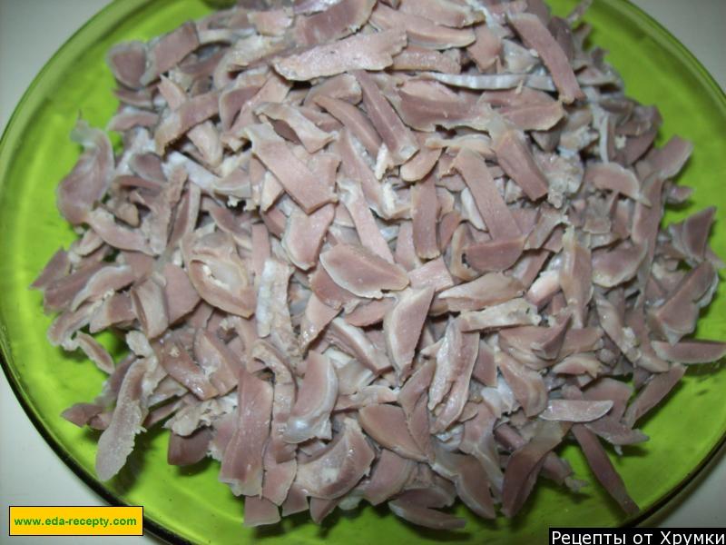 Шаг 2 приготовления ХЕ из куриных или индюшиных пупков (желудков)