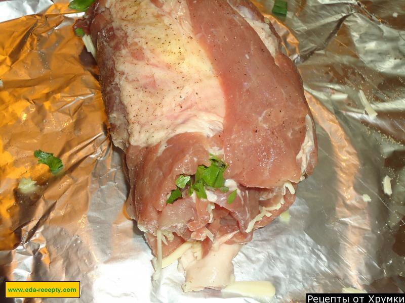Шаг 4 приготовления Мясной рулет с сыром