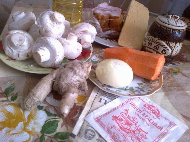 Шаг 1 приготовления Фаршированные шляпки шампиньонов в духовке