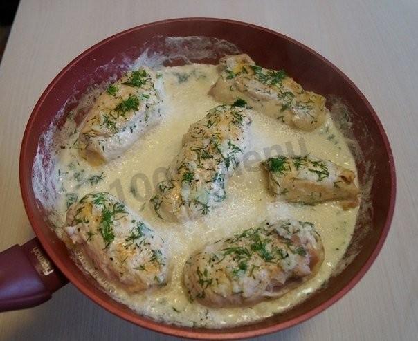 Шаг 7 приготовления Куриные рулетики с ветчиной и сыром