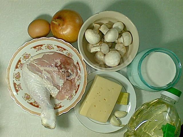 Шаг 1 приготовления фаршированные окорочка с грибами в духовке