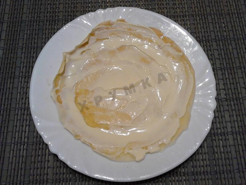 Шаг 14 приготовления Блинный торт с грибами и курицей