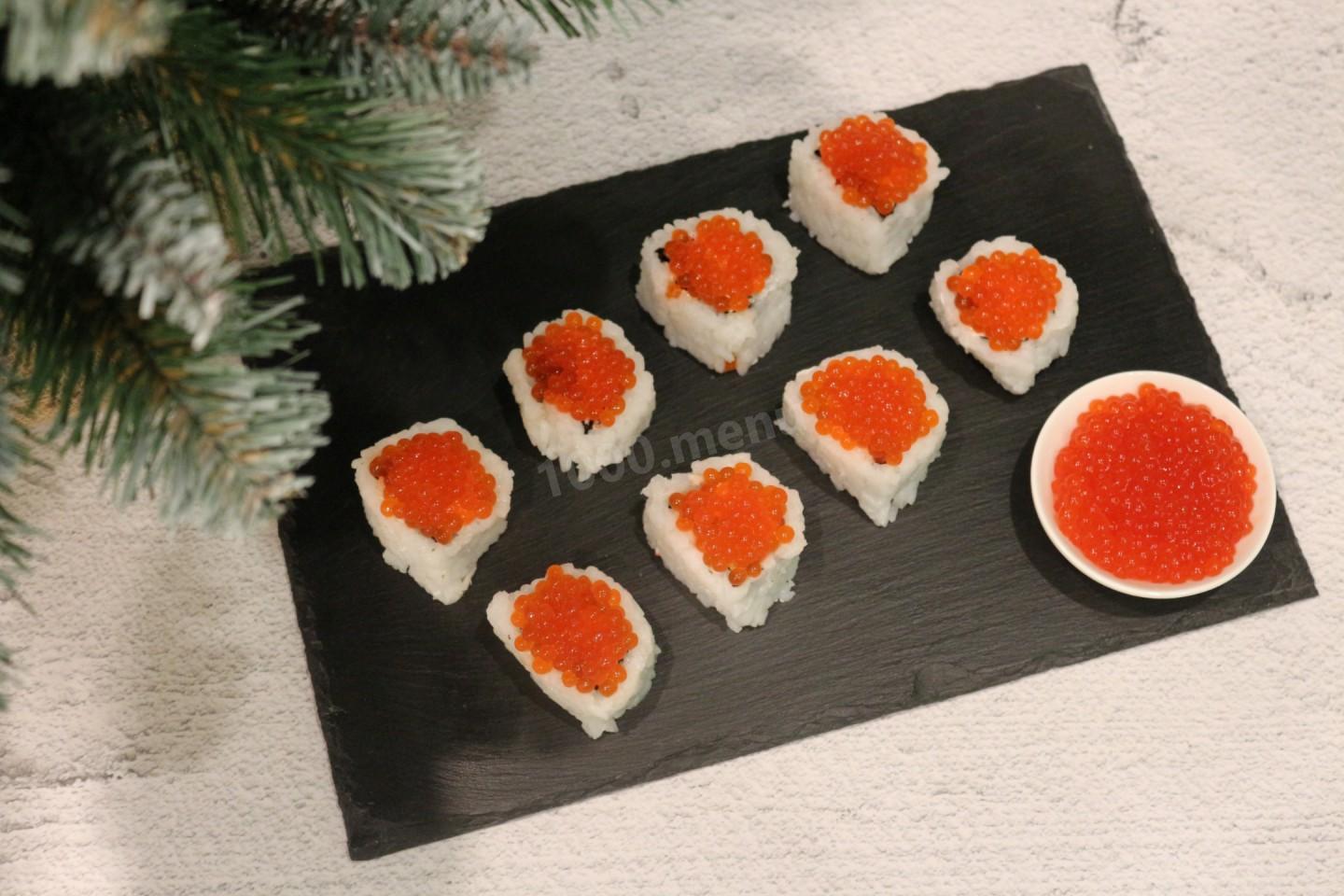 Шаг 13 приготовления Роллы с крабовым мясом и красной икрой