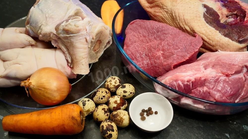 Шаг 1 приготовления Прозрачный холодец из сборного мяса