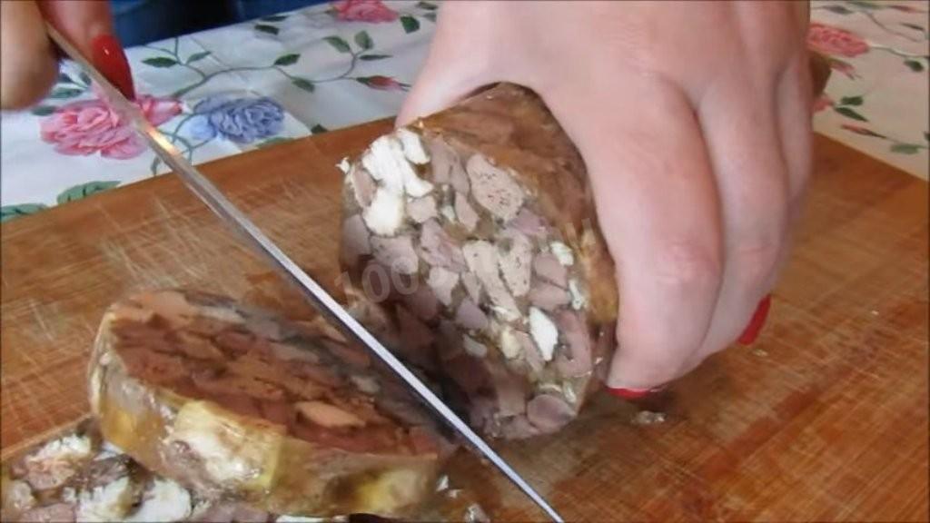 Шаг 5 приготовления Зельц из куриных потрошков