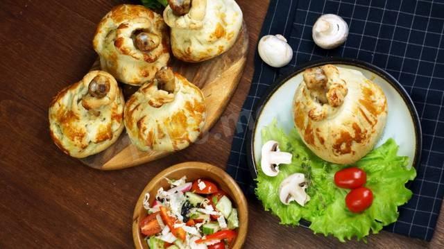 Шаг 13 приготовления Куриная ножка в хрустящем мешочке с грибами и картофелем