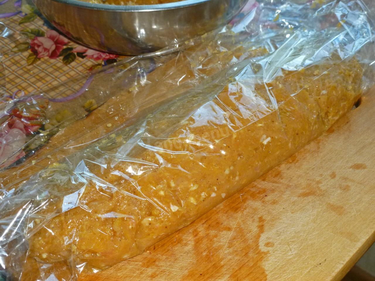 Шаг 6 приготовления Куриная вареная колбаса