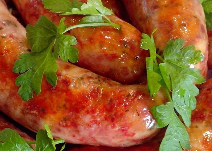 Обложка рецепта Купаты из куриных окорочков с зеленью в духовке