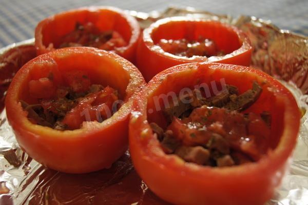 Шаг 2 приготовления Помидоры под сырной шапочкой