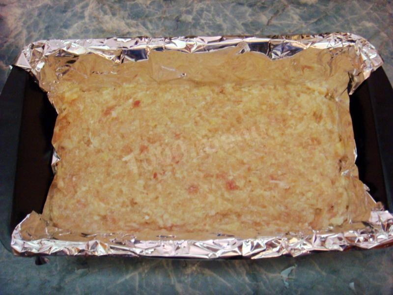 Шаг 11 приготовления Куриный хлеб с сыром и грибами