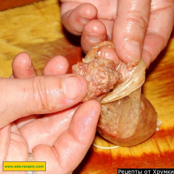 Шаг 4 приготовления Купаты свино говяжьи в духовке