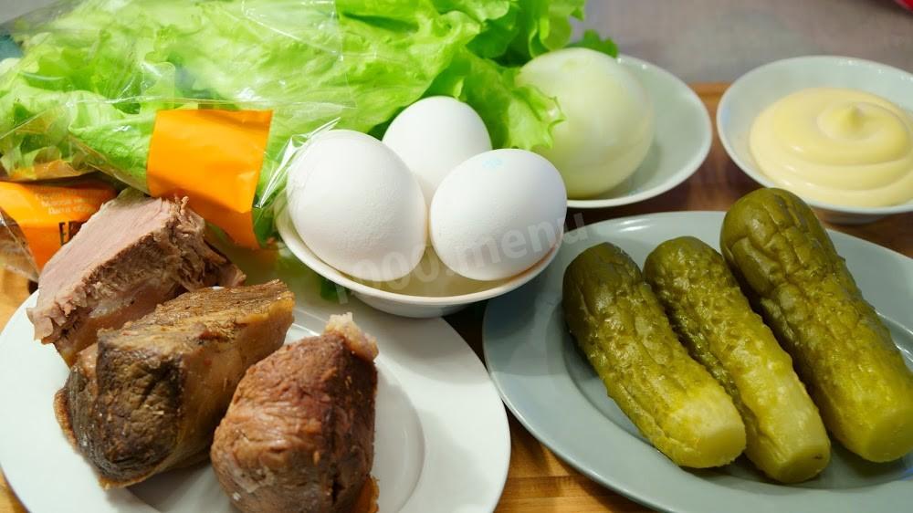 Шаг 1 приготовления Изысканный мясной салат Министерский