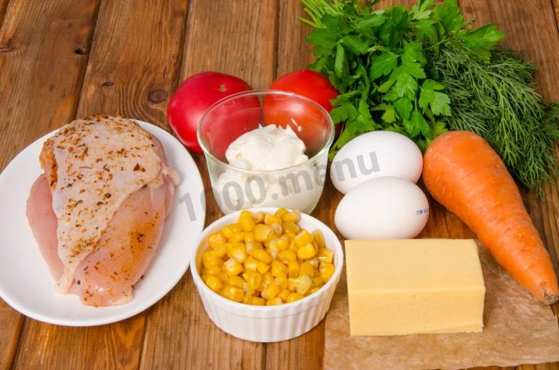 Шаг 1 приготовления Салат Петух с курицей и твердым сыром