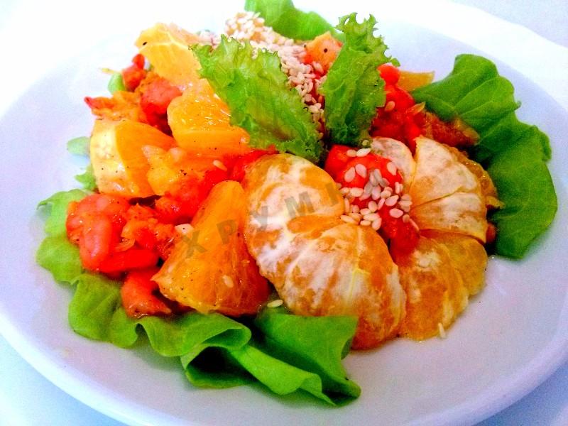 Шаг 10 приготовления Салат с креветками и апельсинами