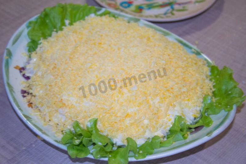 Шаг 14 приготовления Салат Мужской каприз с копченой курицей