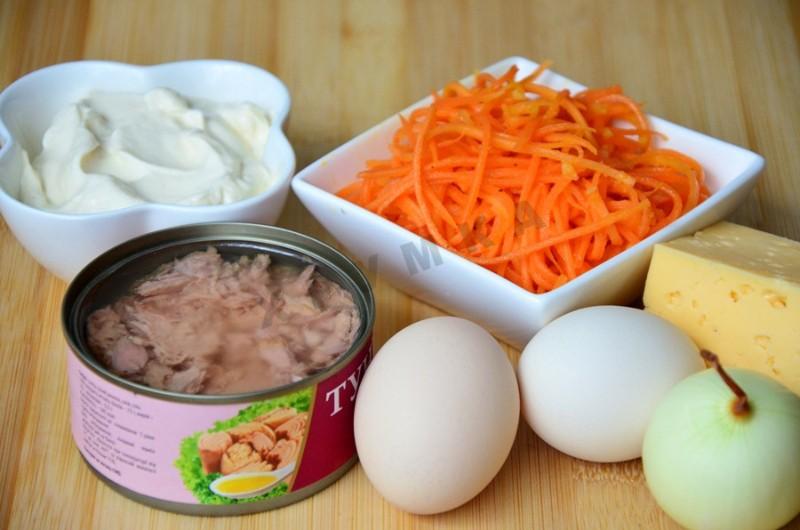 Шаг 1 приготовления Салат с тунцом и корейской морковью