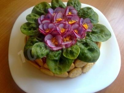 Обложка рецепта Салат Фиалка с грибами корейской морковкой
