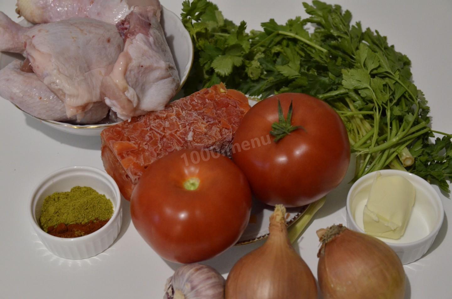 Шаг 1 приготовления Классический чахохбили из курицы по грузински на сковороде