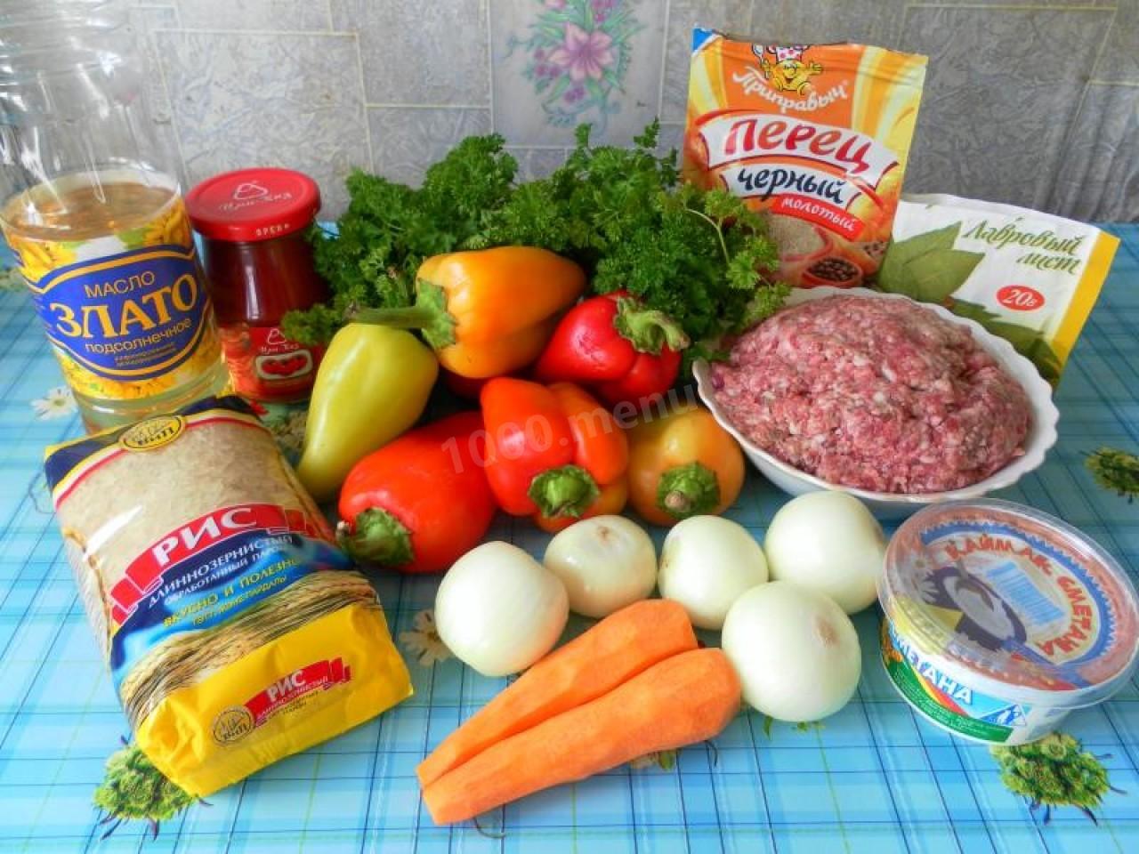 Шаг 1 приготовления Перец фаршированный мясом и рисом классический