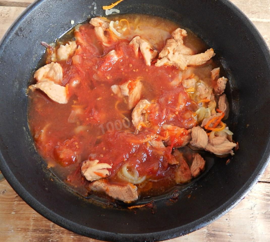 Шаг 6 приготовления Мясо свинина с подливкой на сковороде