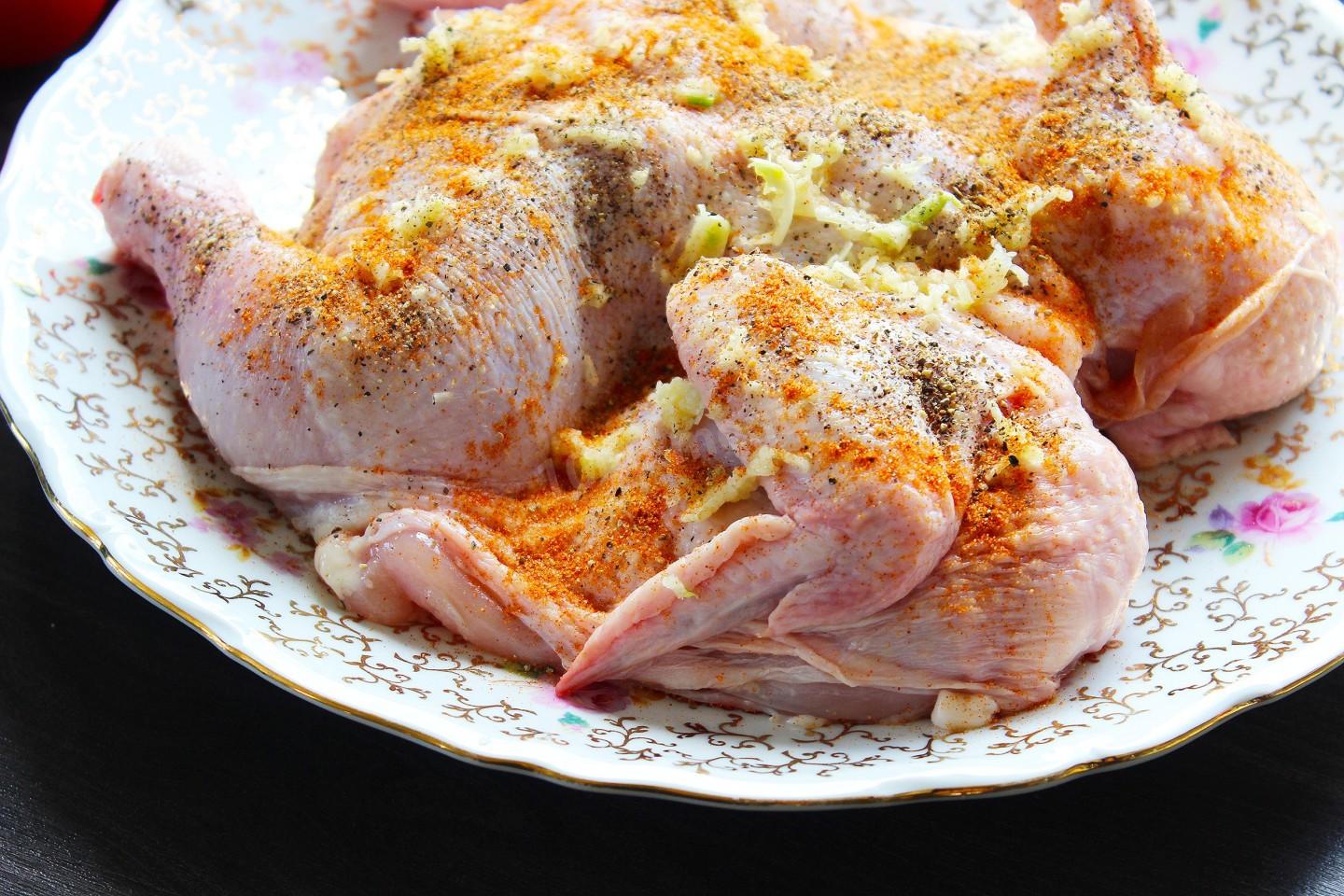 Шаг 4 приготовления Курица на мангале на решетке