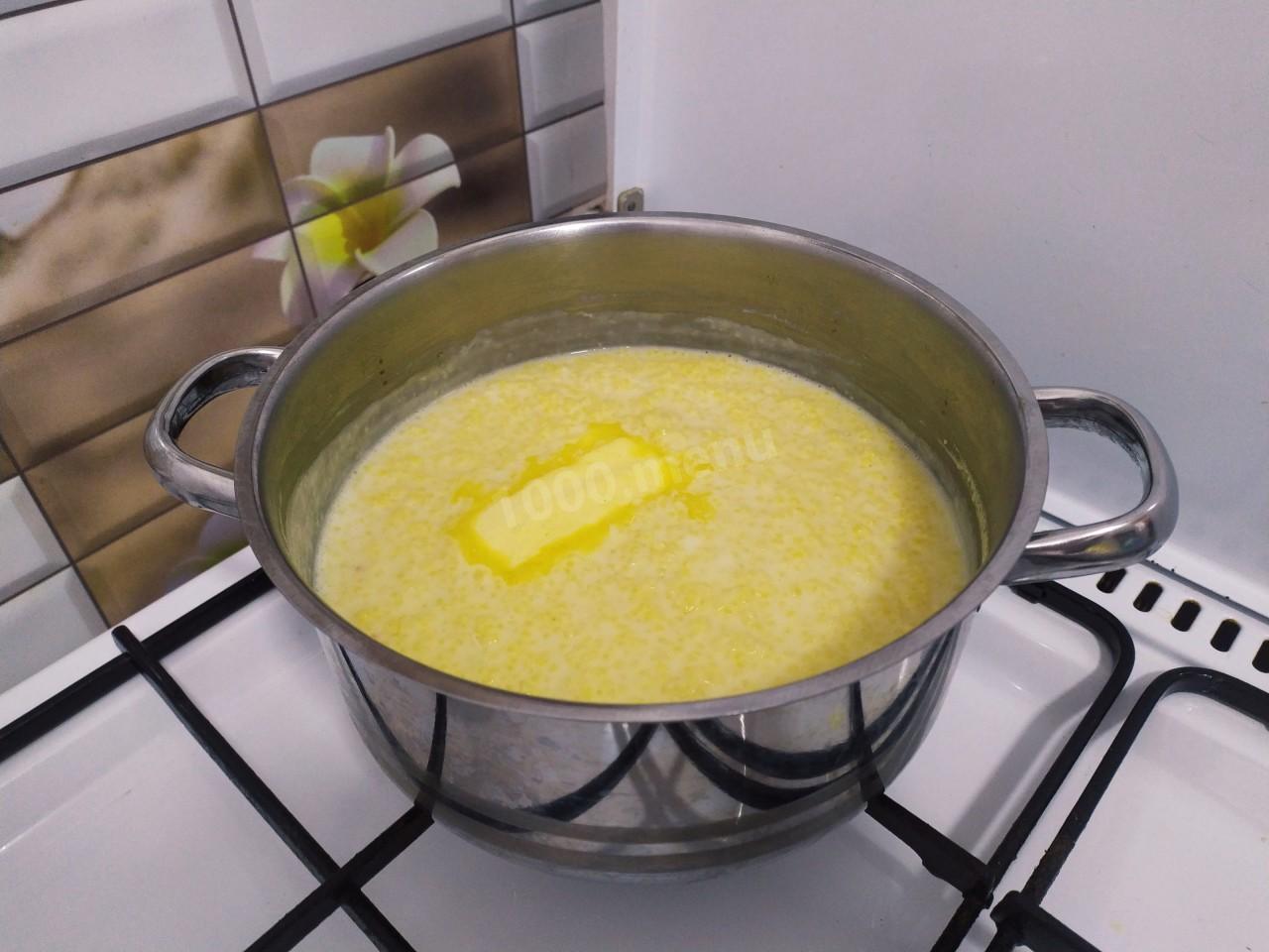 Шаг 7 приготовления Каша пшенная в кастрюле на молоке