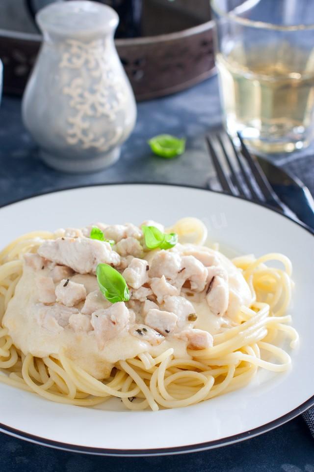 Шаг 7 приготовления Спагетти с курицей