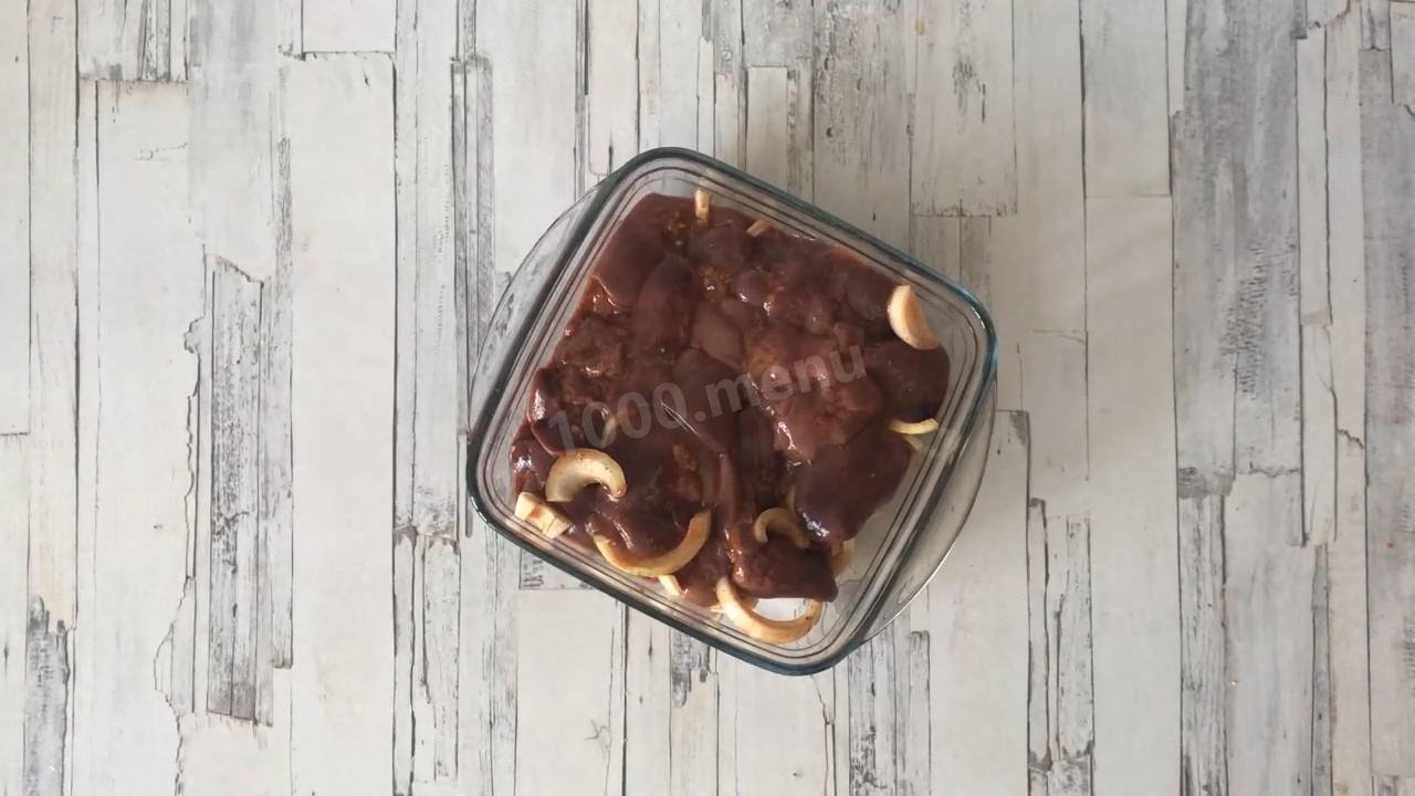 Шаг 6 приготовления Куриная печень в духовке