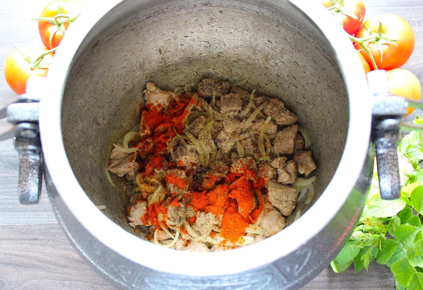 Шаг 10 приготовления Картошка с мясом в афганском казане