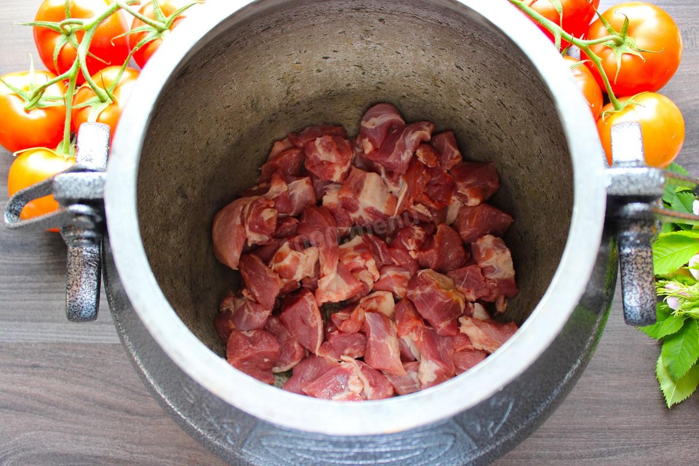 Шаг 3 приготовления Картошка с мясом в афганском казане