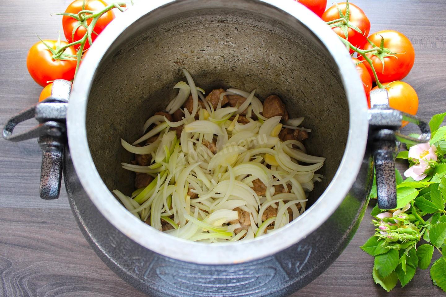 Шаг 8 приготовления Картошка с мясом в афганском казане
