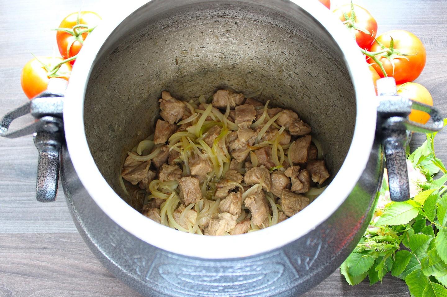 Шаг 9 приготовления Картошка с мясом в афганском казане