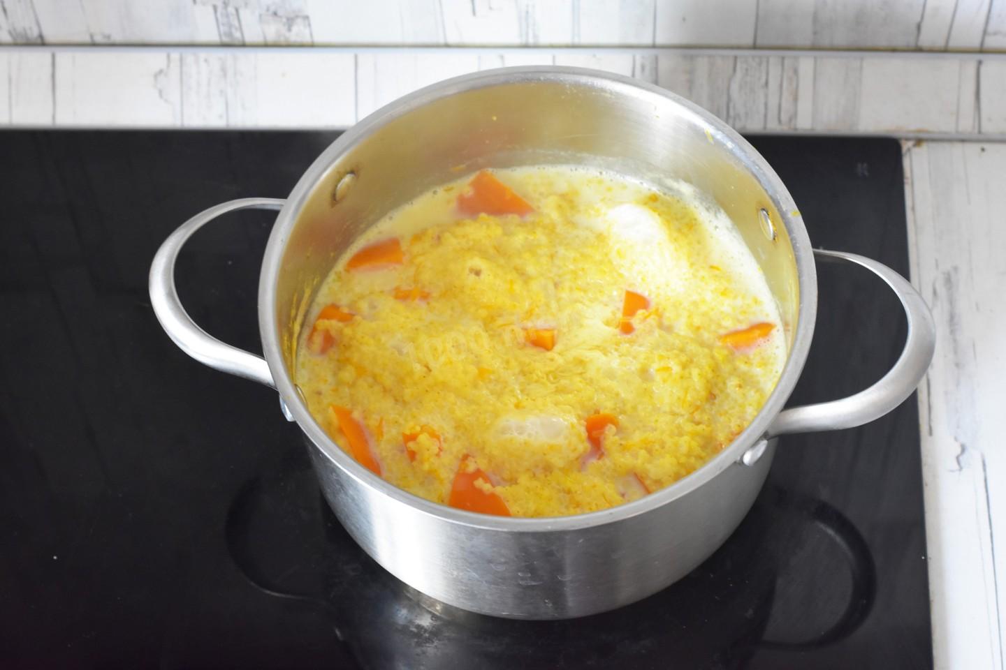 Шаг 7 приготовления Пшенная каша с тыквой на молоке