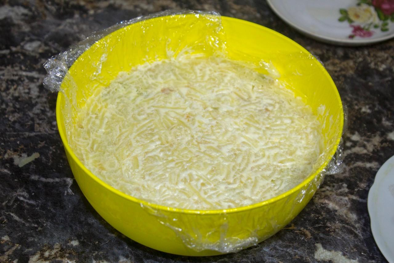 Шаг 13 приготовления Салат Грибная поляна с курицей