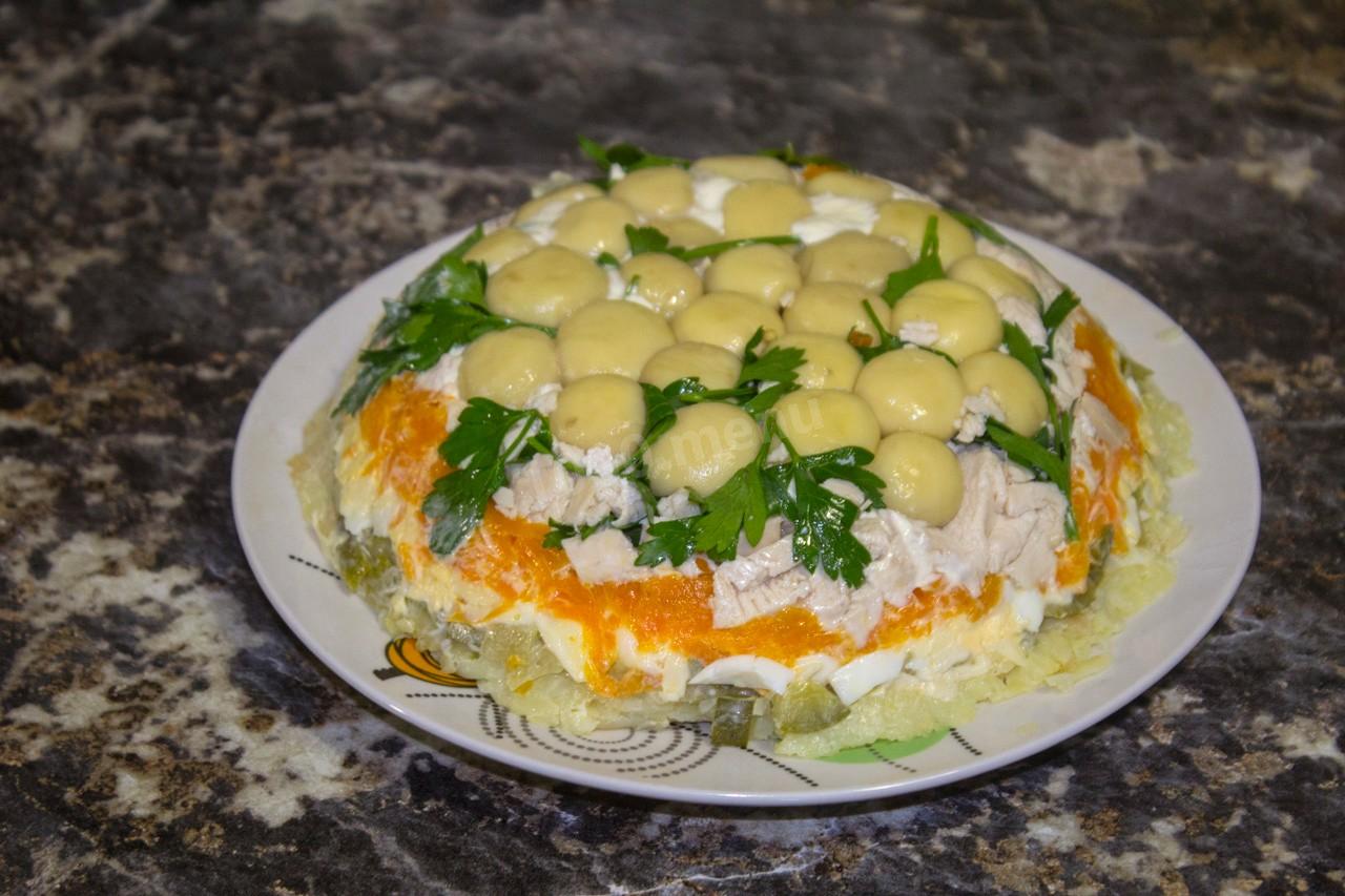 Шаг 14 приготовления Салат Грибная поляна с курицей