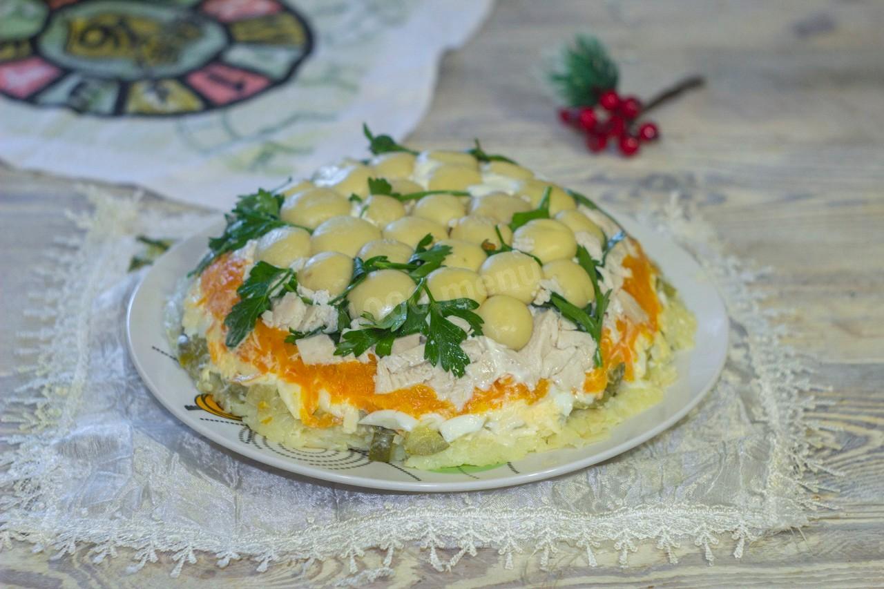 Шаг 15 приготовления Салат Грибная поляна с курицей