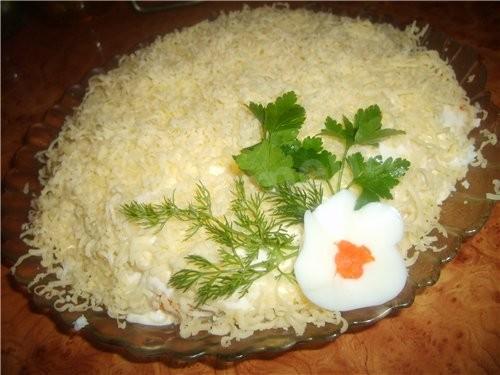 Обложка рецепта Салат с фасолью сыром и курицей