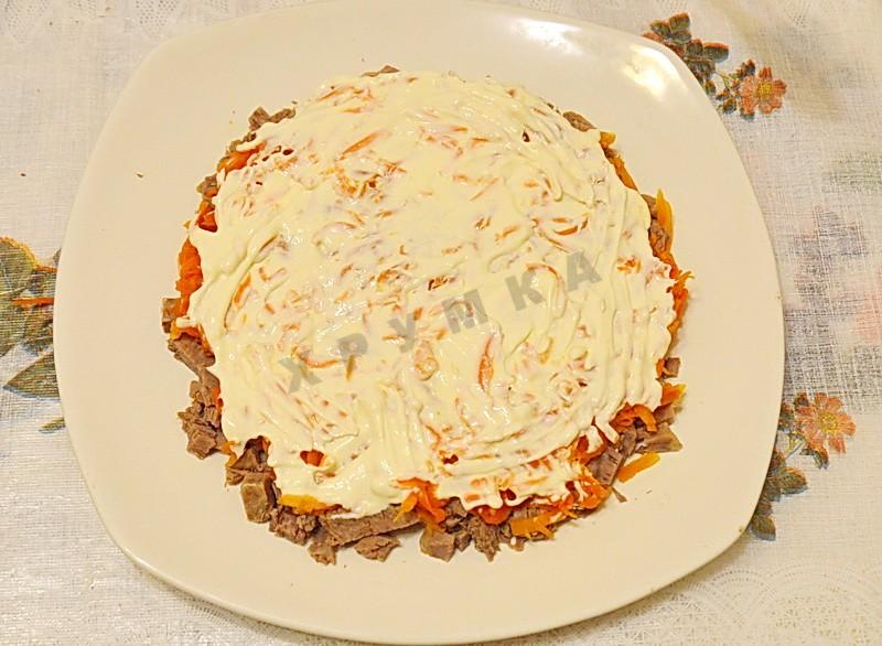 Шаг 6 приготовления Салат с говядиной и гранатами, грецкими орехами