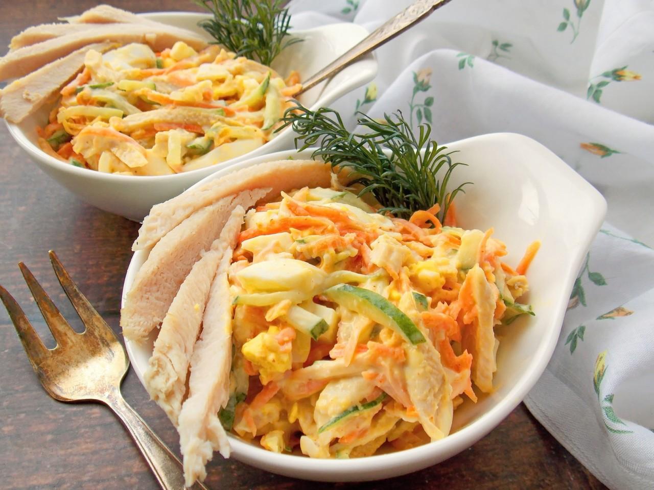 Шаг 9 приготовления Салат копченая курица корейская морковь яйца