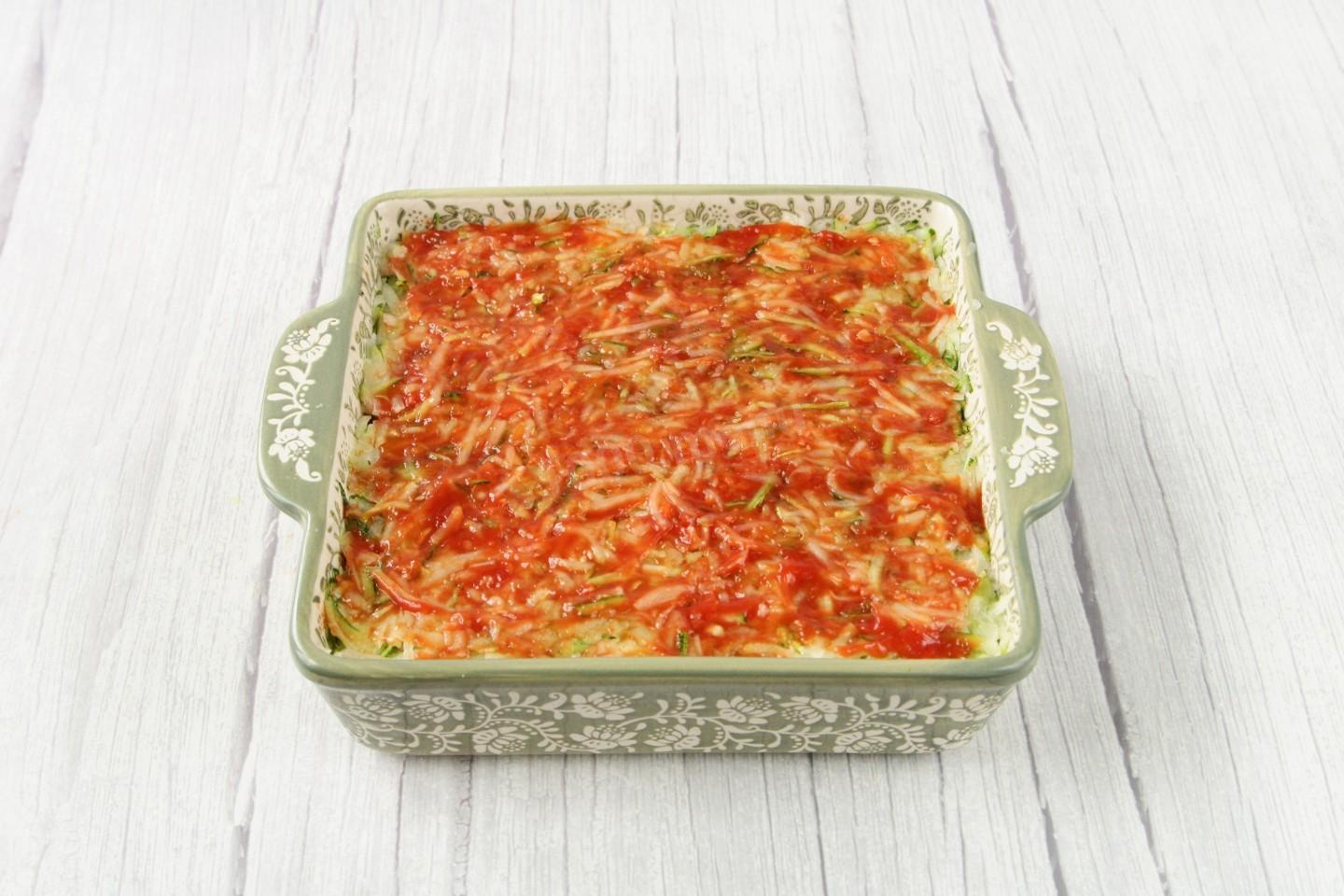 Шаг 9 приготовления Кабачки с фаршем и картофелем в духовке