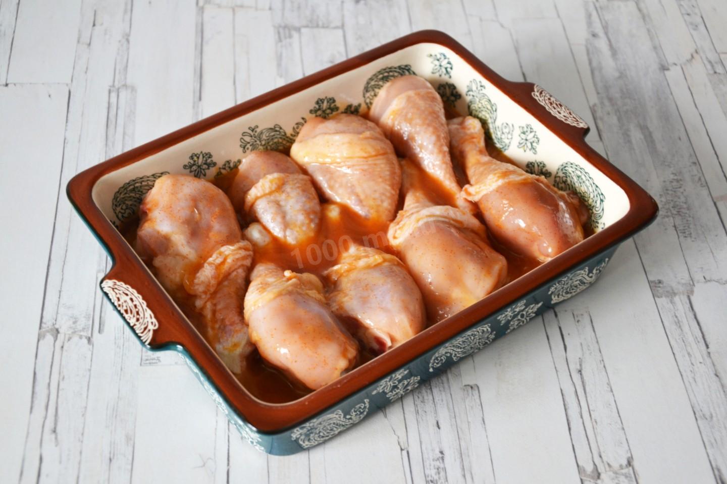 Шаг 5 приготовления Куриные ножки в соусе в духовке