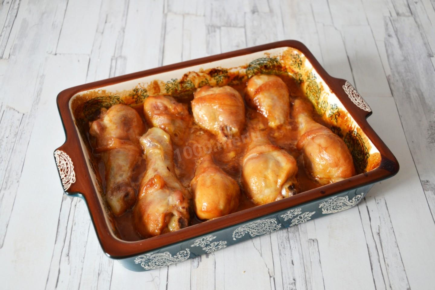 Шаг 6 приготовления Куриные ножки в соусе в духовке