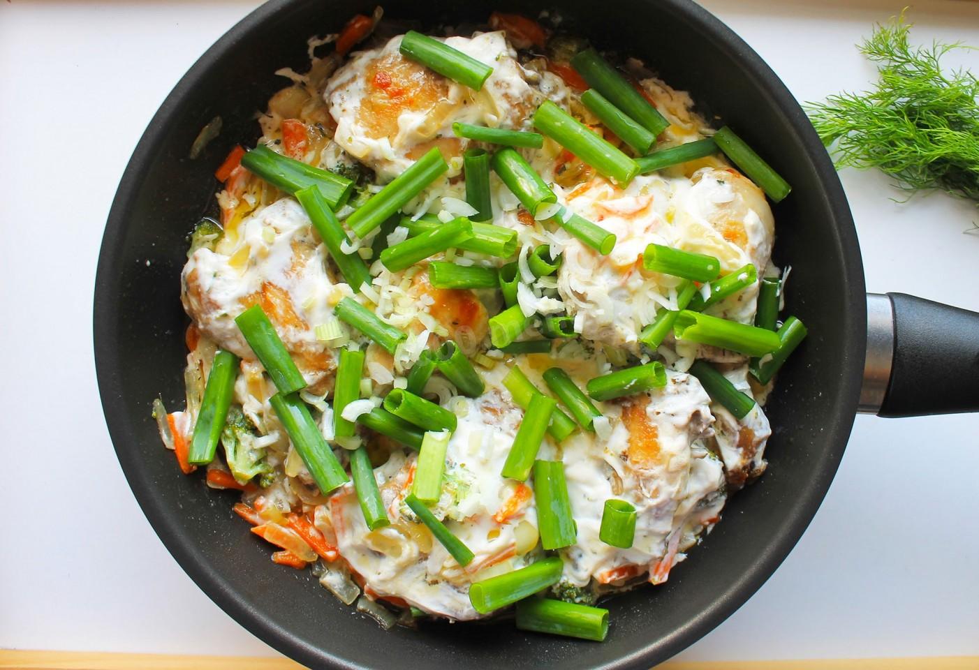 Шаг 9 приготовления Курица в сметане на сковороде