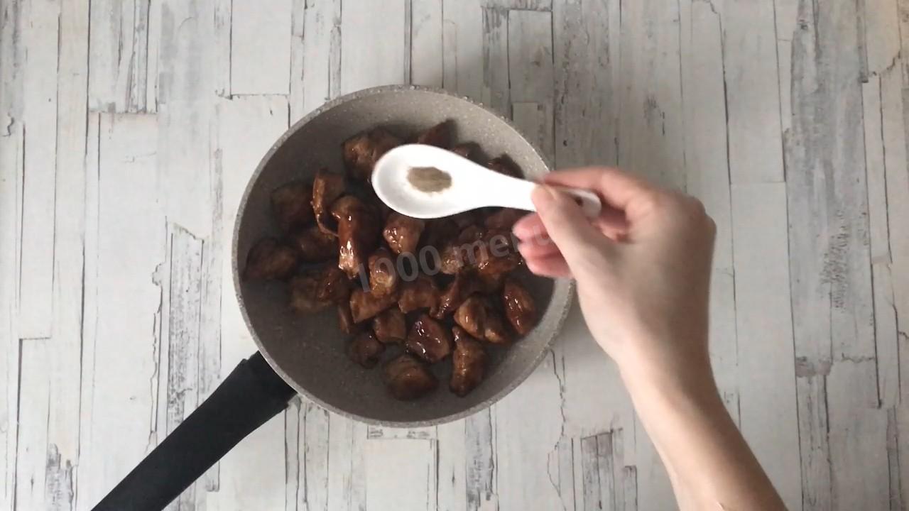 Шаг 7 приготовления Индейка жареная на сковороде кусочками