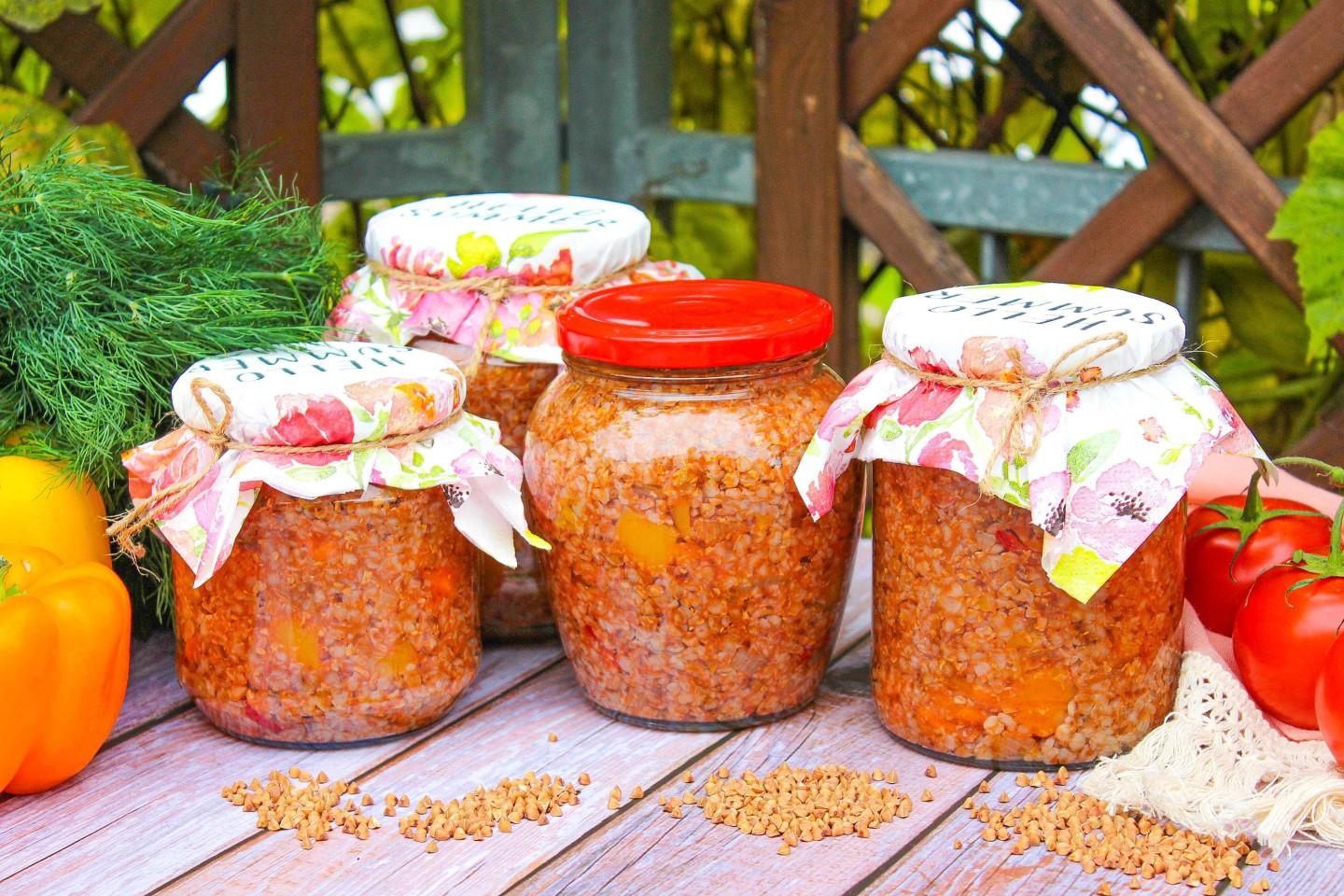 Шаг 14 приготовления Гречка с овощами на зиму