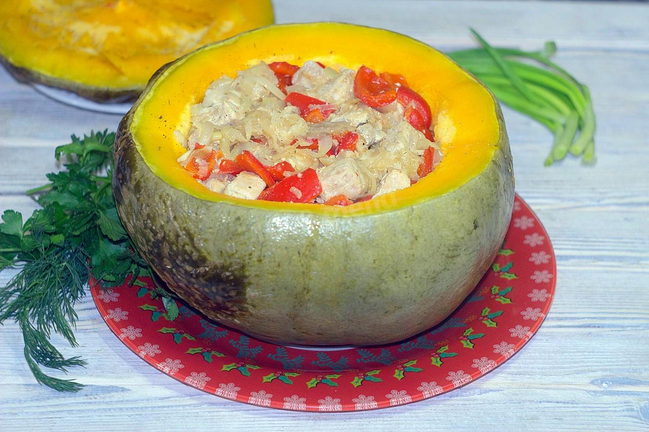 Обложка рецепта Мясо в тыкве в духовке